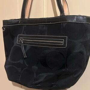 Coach Black Tote Bag with Tan Accents
